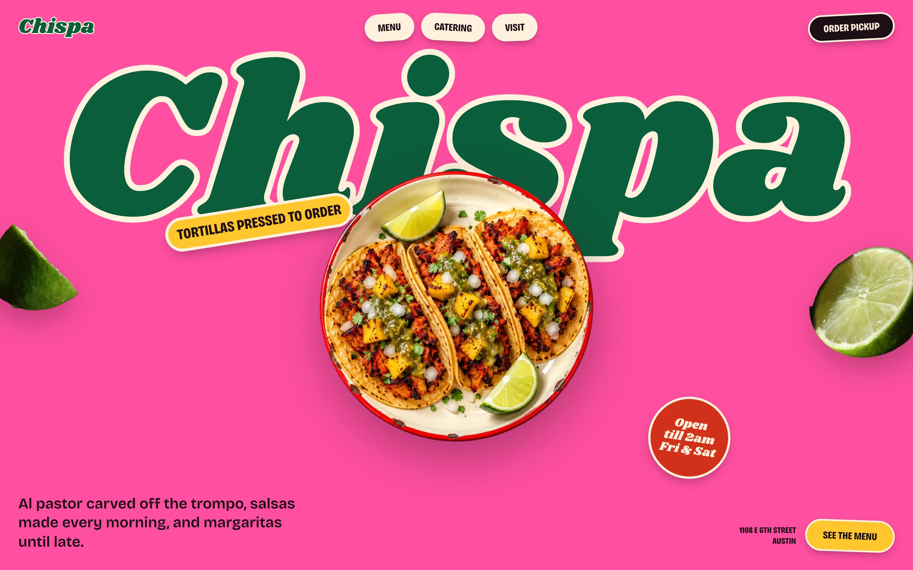 The Chispa template's home page