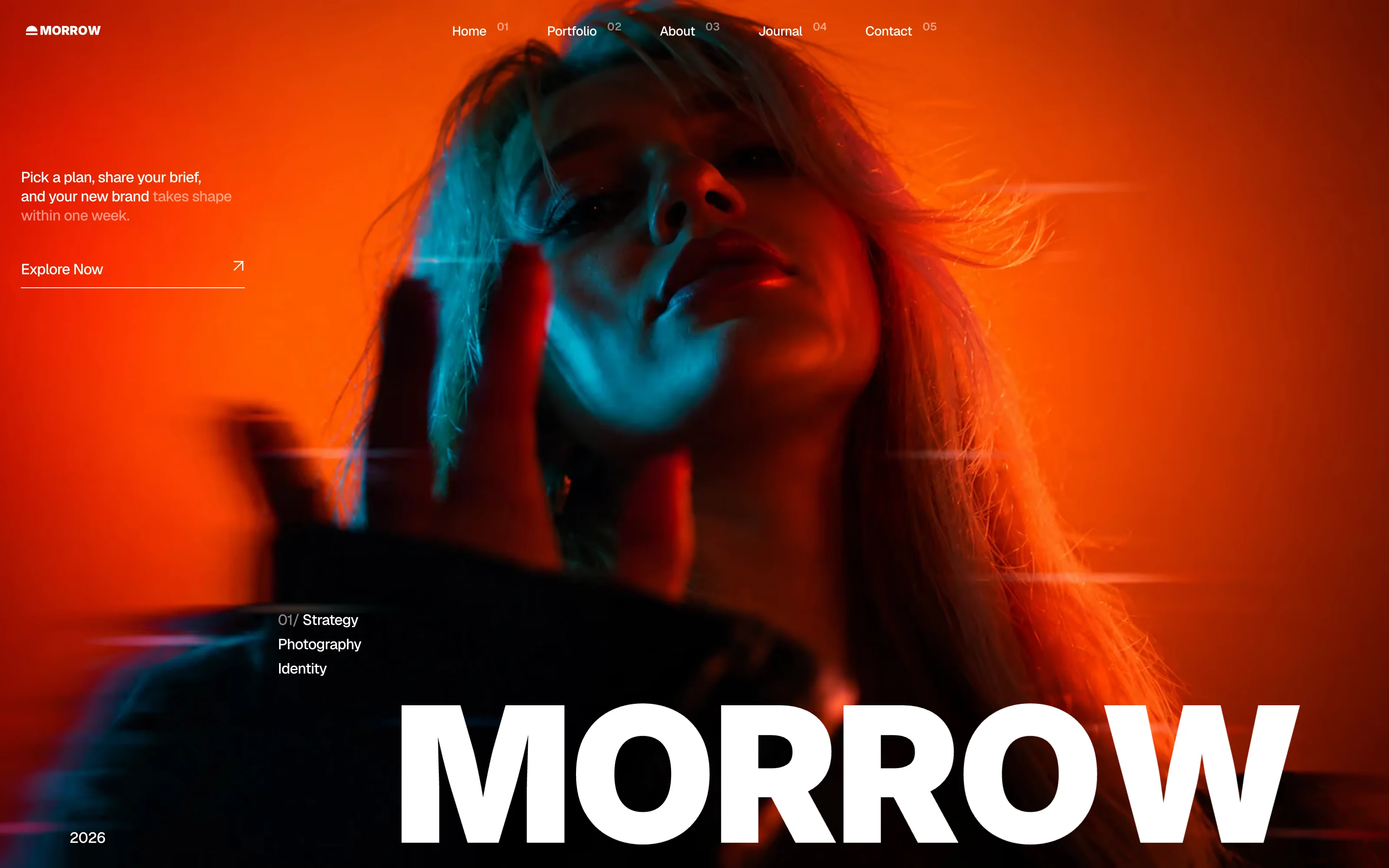 The Morrow template's home page