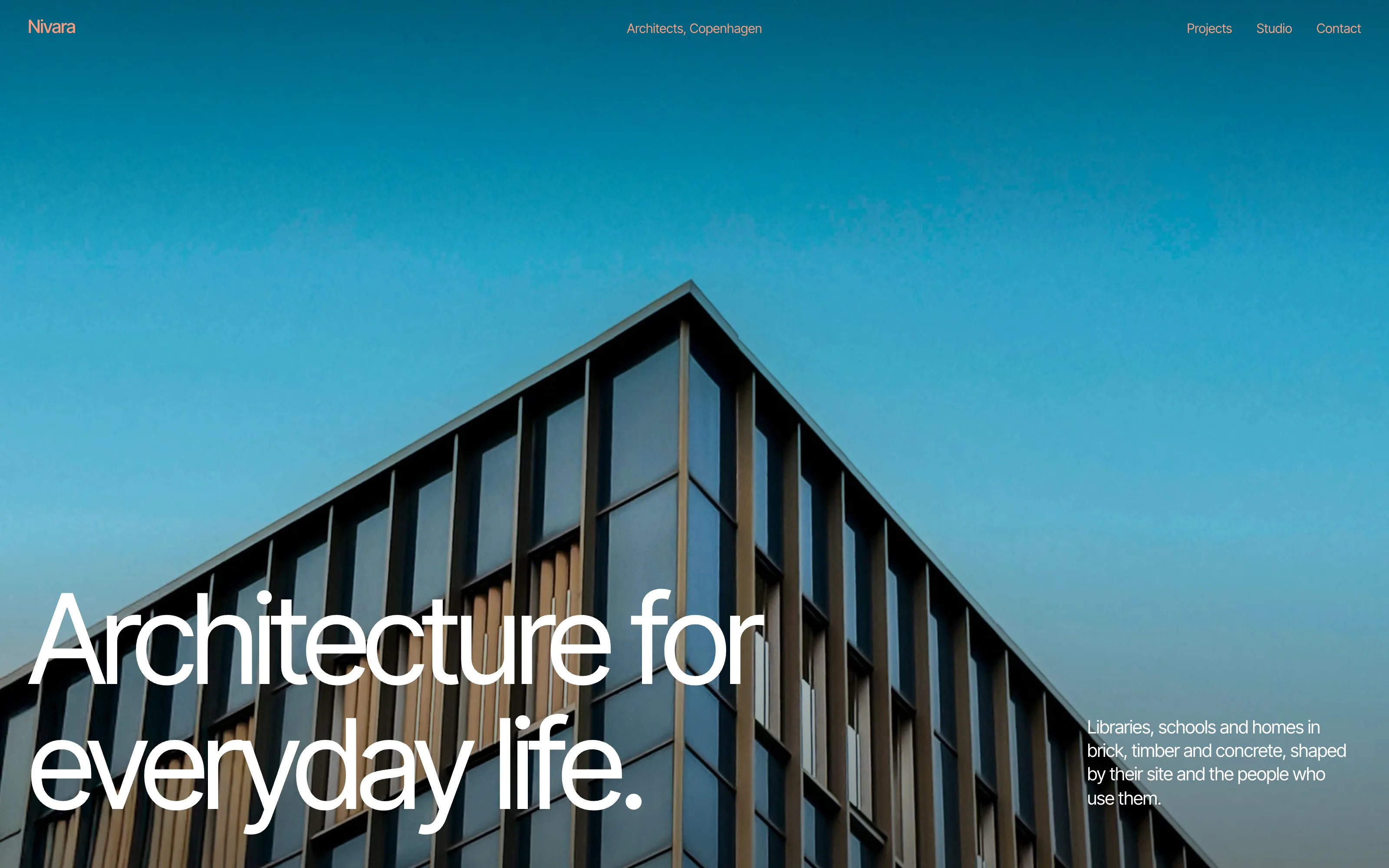 The Nivara template's home page