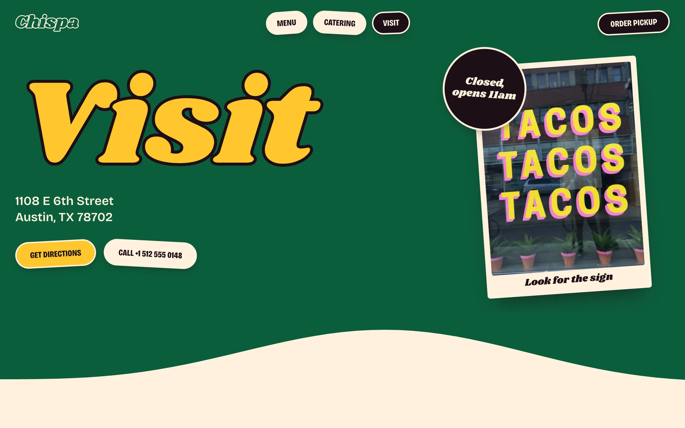 Chispa's visit page on a desktop screen