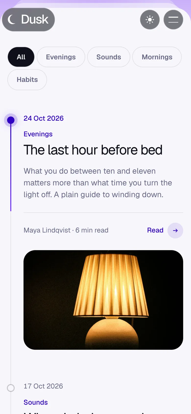 Dusk's journal page on a phone